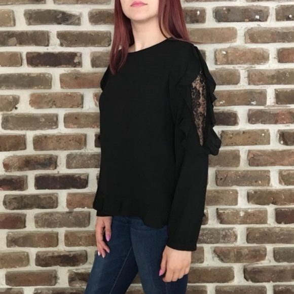 NWT Cynthia Rowley Black Laced Blouse Size Medium - Picture 5 of 8